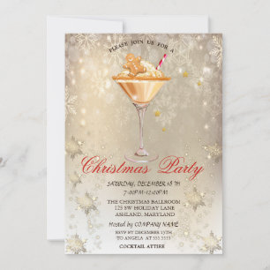 Invitation Pain d'épice Boire Snowflakes Gold Party