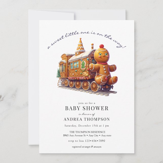 Invitation Pain d'épices | Baby shower de Noël (Devant)