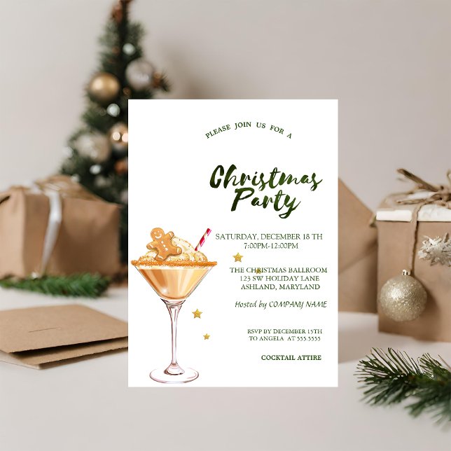 Invitation Pain d'épices Cookie Boire Étoiles Vert Noël (Créateur téléchargé)