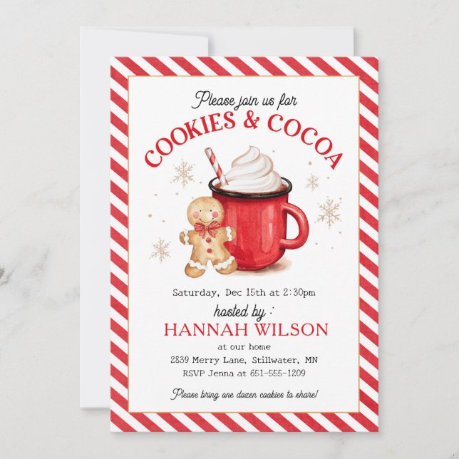 Invitation Pain d'épices Cookies et cacao Noël (Devant)