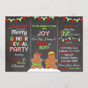 Invitation Pain d'épices de Noël Homme Révélation de genre In