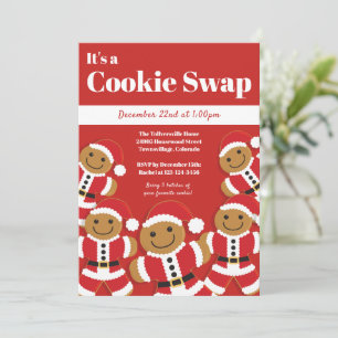 Invitation Pain d'épices Père Noël Cookie Swap