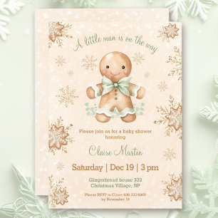 Invitation Pain d'épices Petit homme Baby shower de Noël