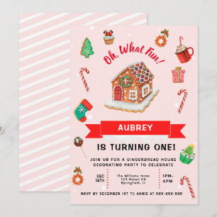 Invitation Pain d'épices rose Maison Noël Premier anniversair