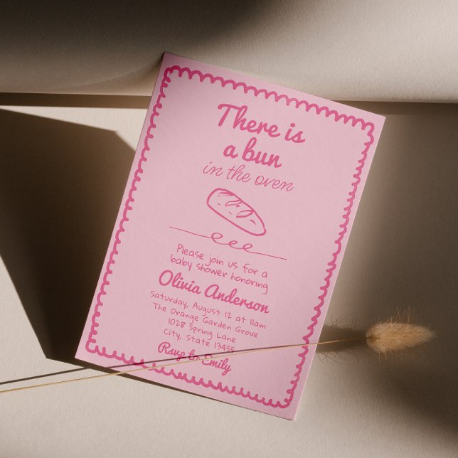 Invitation Pain Rose Tiré À La Main Dans Le Baby shower Fille (Créateur téléchargé)