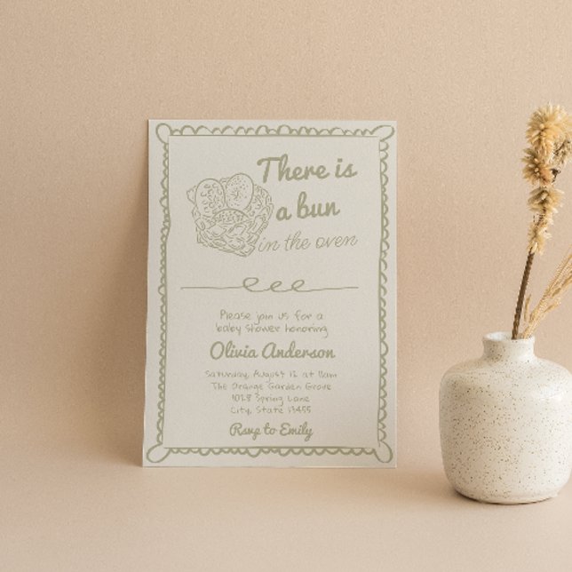 Invitation Pain Vert Sage Tiré À La Main Dans Le Baby shower  (Créateur téléchargé)