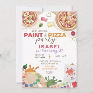 Invitation Paint and Pizza fête d'anniversaire