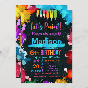 Invitation Paint Art Anniversaire Fête Noir