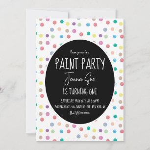 Invitation Paint Party Watercolor Dots Premier anniversaire