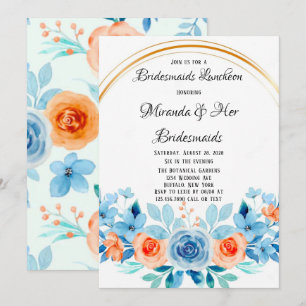 Invitation Paint Printemps Bleu Orange Floral Bridesservantes