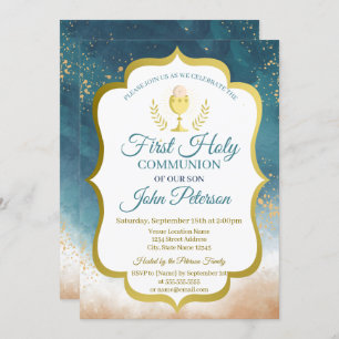 Invitation Paint Splash, Chalice Première Communion Sainte