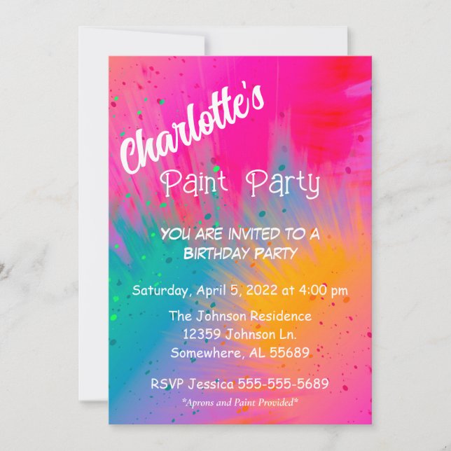 Invitation Paint Splatter fête d'anniversaire (Devant)