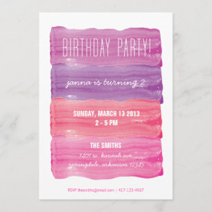Invitation Paint Strokes Girls Anniversaire Party