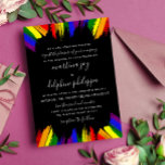 Invitation Paint Strokes Pride drapeau noir LGBT Mariage offi<br><div class="desc">Faire-part de mariage LGBT officiel en noir avec des polices de charme et des traits de drapeau de la fierté encadrant le libellé mariage formel en texte blanc contre un arrière - plan noir.</div>