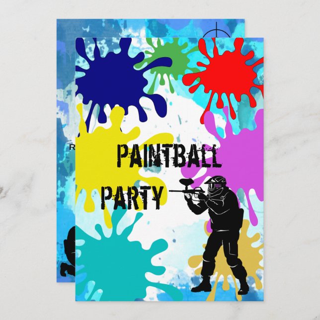 Invitation Paintball 18e anniversaire (Devant / Derrière)