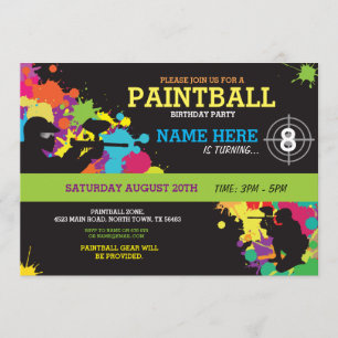 Invitation Paintball Anniversaire Fun Paint Ball
