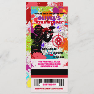 Invitation Paintball Anniversaire Ticket Invitation, Paintbal