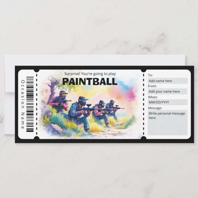 Invitation Paintball Gift Certificate (Devant)