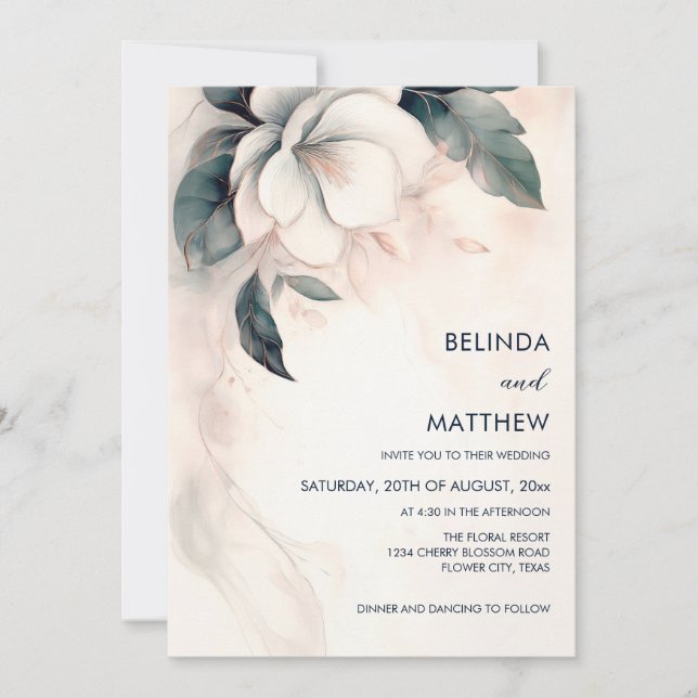 Invitation Painted 3D Faux Relief Flower (Devant)