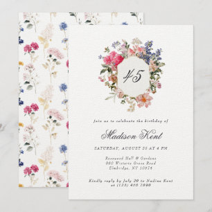Invitation Painted Floral Crest 45e anniversaire fête