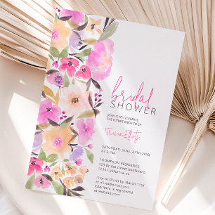 Invitation Painted garden flowers watercolor bridal shower