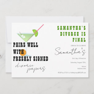 Invitation Paire bien avec Divorce Papiers Dirty Martini Part