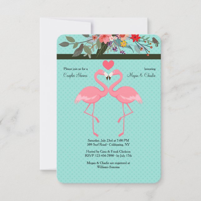 Invitation Paire de Flamants Roses (Devant)