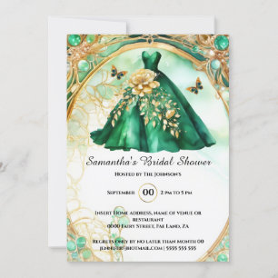 Invitation Paire de papillon floral en or vert pour être