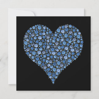 Invitation Paires de fiançailles de coeurs roses noir et bleu