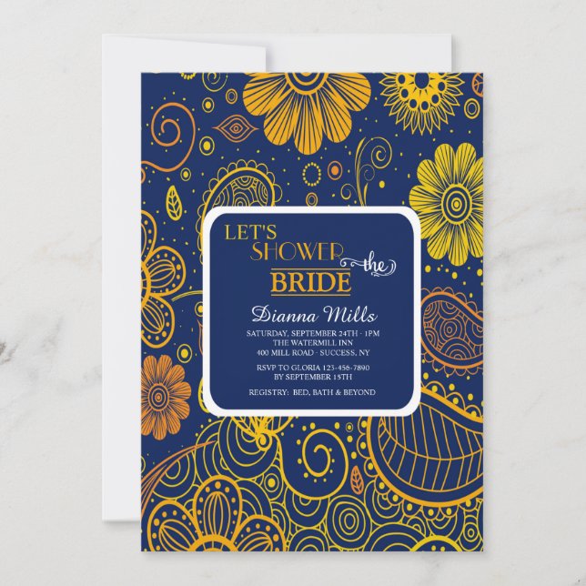 Invitation Paisley and Flowers (Devant)