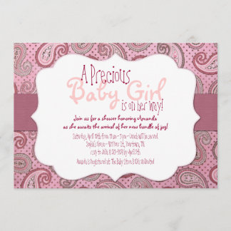 Invitation Paisley Baby Girl Shower