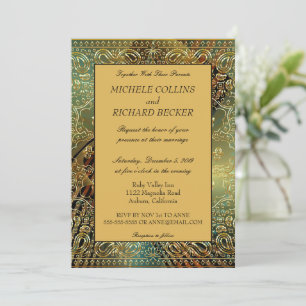 Invitation Paisley Or Élégant en Or