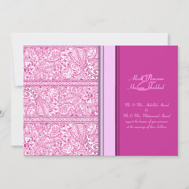 Invitation Paisley Passion - Rose (henné) (Mariage) (Devant)