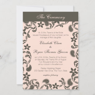 Invitation Paisley rose et Brown