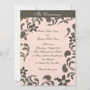 Invitation Paisley rose et Brown