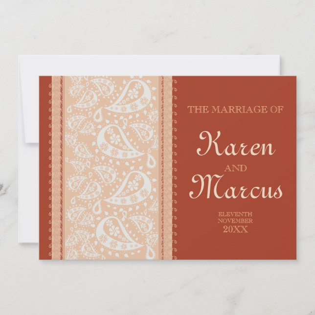 Invitation Paisley Spice Mariage 5x7 (Devant)