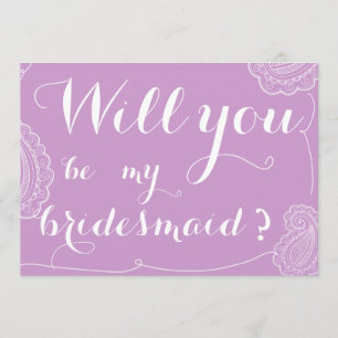 Invitation Paisley violet chic vous serez ma demoiselle
