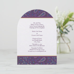 Invitation Paisley violet et or