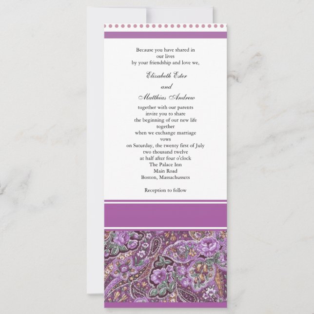 Invitation Paisley Wedding Invite (Devant)