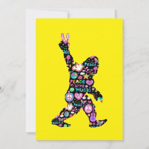 Invitation Paix Amour Bigfoot Hippie Drôle Amateur de Bigfoot