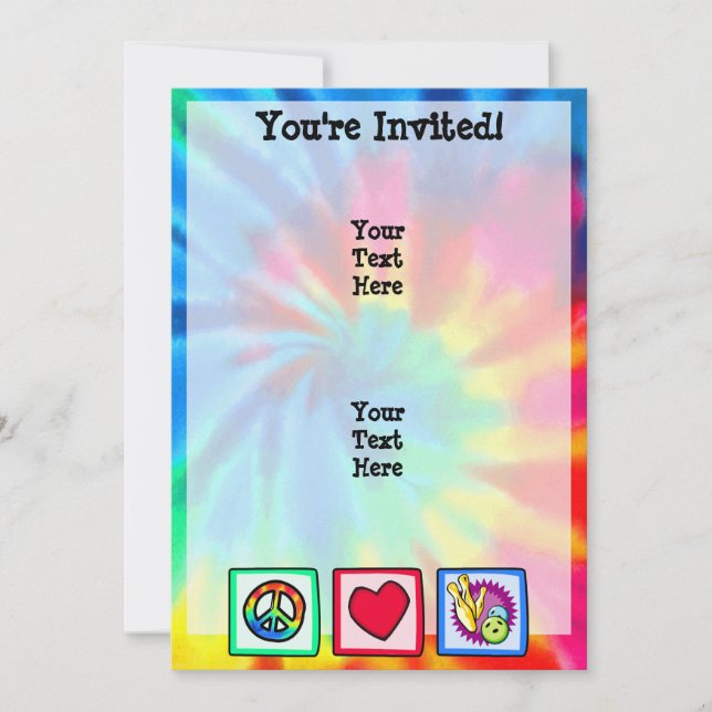 Invitation Paix, Amour, Bowling (Devant)