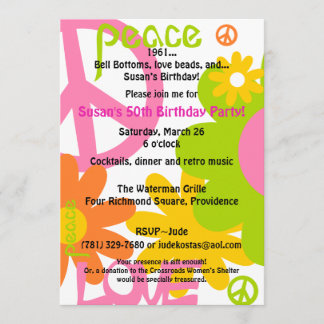 Invitation Paix, amour et fête
