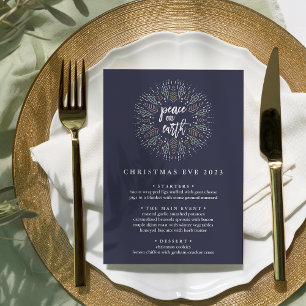Invitation Paix sur Terre   Menu du dîner de Noël