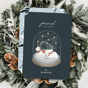 Invitation Paix sur Terre Ours polaires Globe des neiges Cart