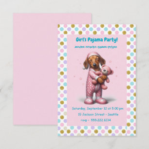 Invitation Pajama de fille rose