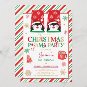 Invitation Pajama de Noël Rouge et Or