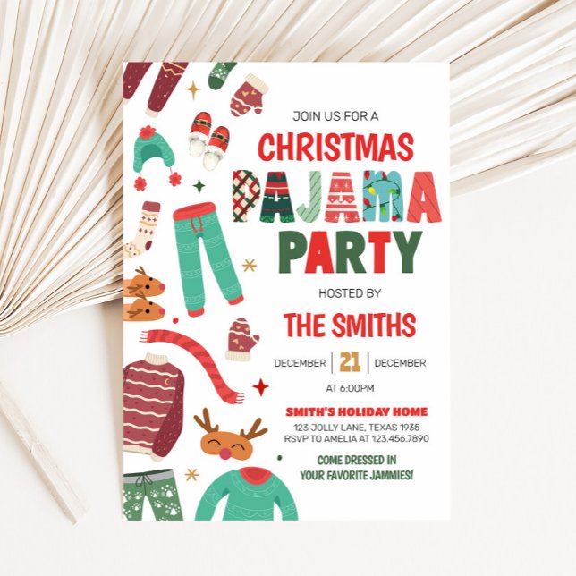 Invitation Pajama Fête de Noël (Holiday Pajama Christmas Party Invitation)