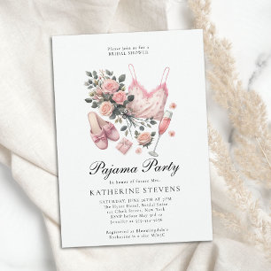 Invitation Pajama Party PJ Lingerie Rose Fête des mariées chi