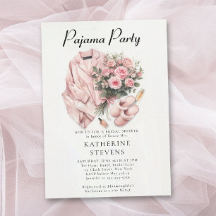 Invitation Pajama Party Roses Fête des mariées Champagne