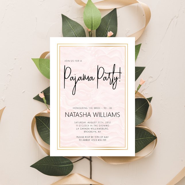 Invitation Pajama Party Stwood Bachelorette Soft Rose Stripe (Créateur téléchargé)